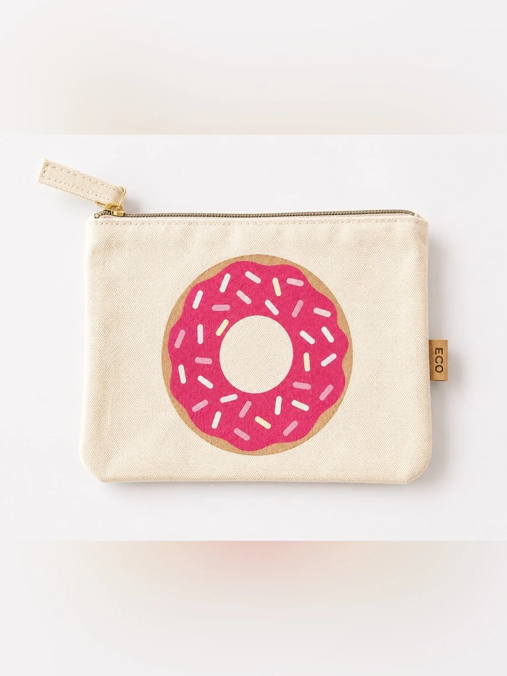 Canvas Donut Pouch - Pink Donut Print